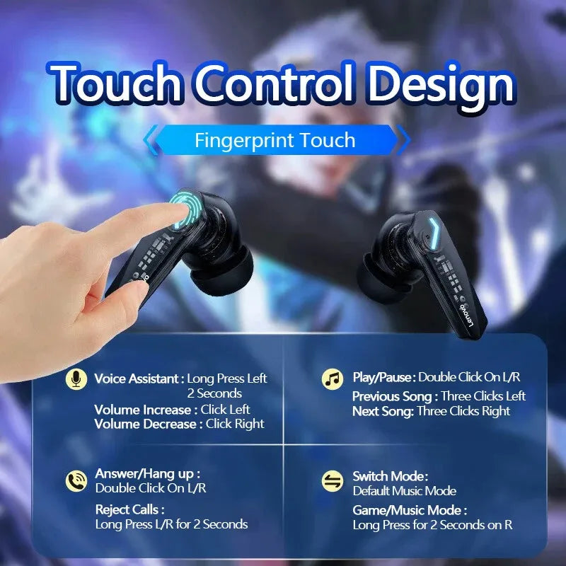 Fone Lenovo GM2 Pro TWS Wireless Headphones Earphone Bluetooth-compatible 5.3 Waterproof Headset with Mic
